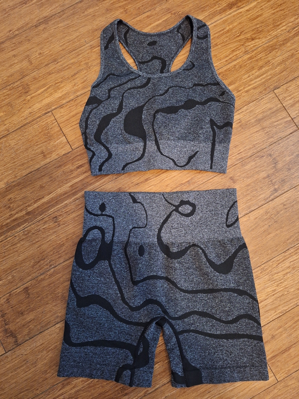 Amazon Women's Athletic Shorts Set in Charcoal Gray and Black